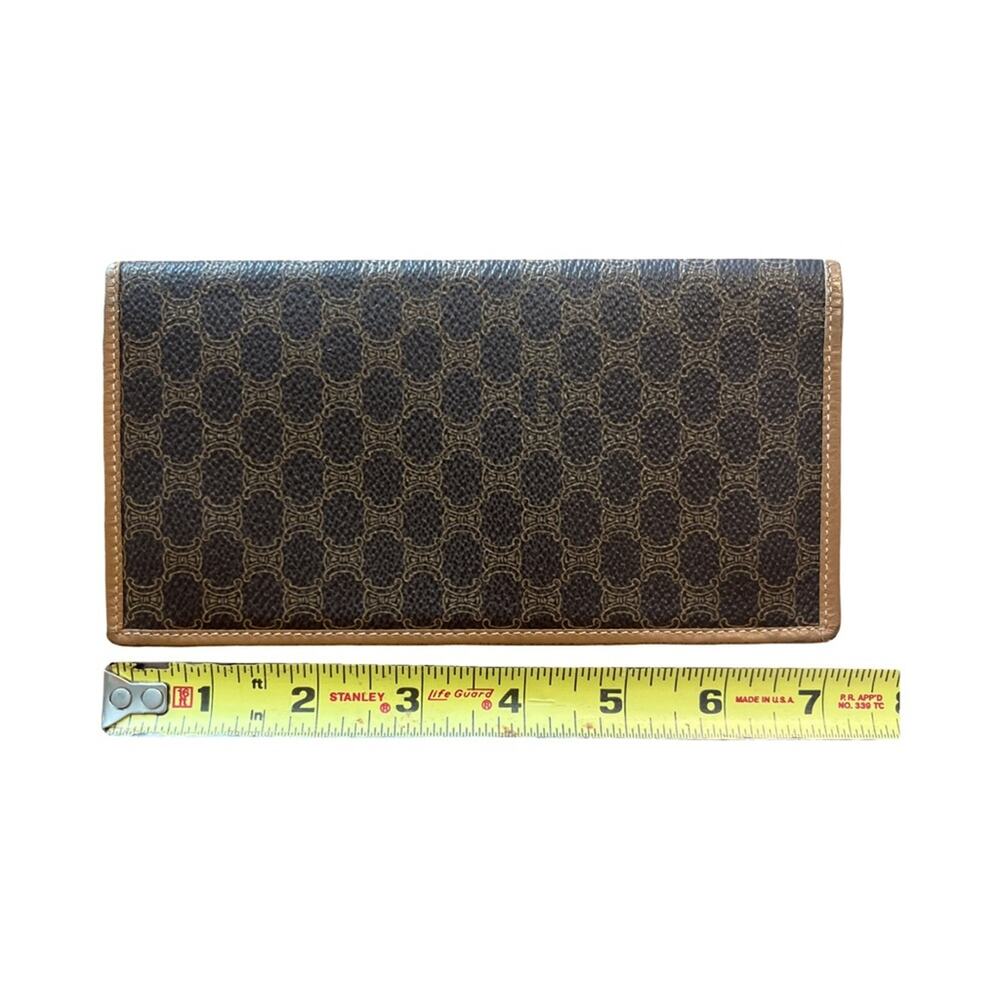 Vintage Celine Macadam Long Wallet Tan Leather & Canvas Made in Italy - Picture 9 of 15